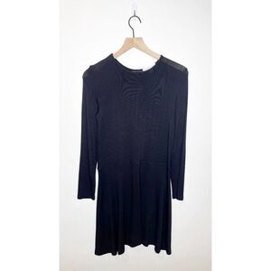 Amour Vert Button Back Long Sleeve Swing Dress Modal Blend in Black Women's S